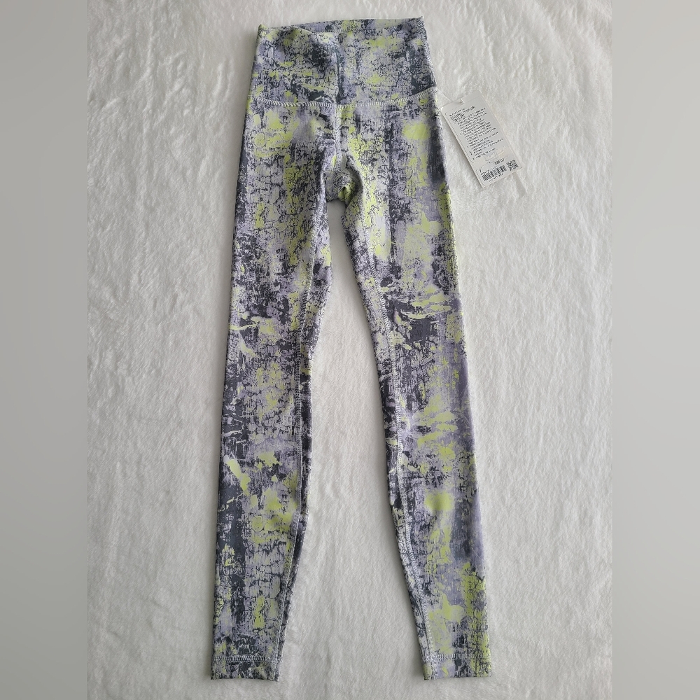 Lululemon Wunder Train HR Tight 28" Gray and Yellow CGSM Size 2